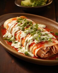 Expertly prepared, these chicken enchiladas are created with great attention to detail. The tortillas are flawlessly rolled, displaying plump fillings of succulent, seasoned chicken. A tantalizing