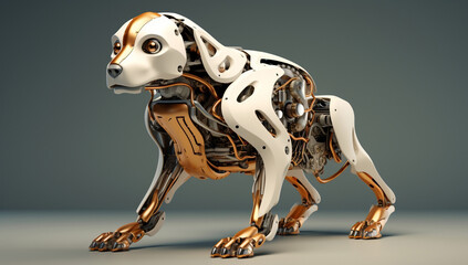 Fototapeta premium Cute dog breed mammal canine metal animals portrait domestic pets white robot