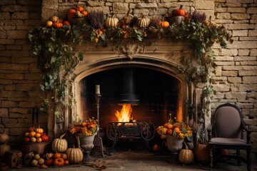 Elegant autumn home with chimney