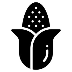 Corn icon in glyph style. Vector illustration, suitable for logo, web, graphic design, illustration, sticker, books, etc
