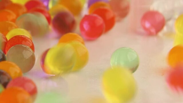 Orbis balls are falling and jumping. Multi-colored balls orbis ASMR video.