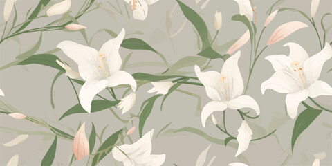 Lily flowers seamless pattern .Floral pattern design illustration for fashion, decoration, fabric, textile. lily pattern on light background