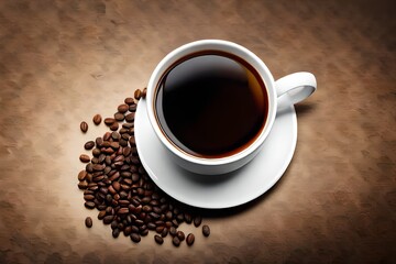 Fototapeta premium cup of coffee with beans