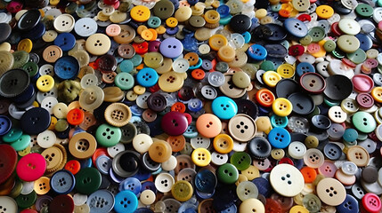 Sewing plastic buttons background. Colorful sewing buttons texture - obrazy, fototapety, plakaty