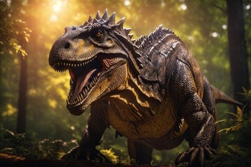 Tyrannosaurus rex in the forest. ai generative - obrazy, fototapety, plakaty