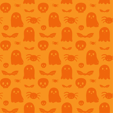 Halloween seamless pattern. Cute orange vector illustrations.