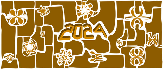 Unique design of 2024 Happy New Year background, latest abstract pattern background illustration, beautiful and modern.