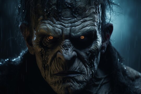 Frankenstein Monster, the Halloween Horror, Terrifying Creature in a Spine-Chilling Halloween Setting