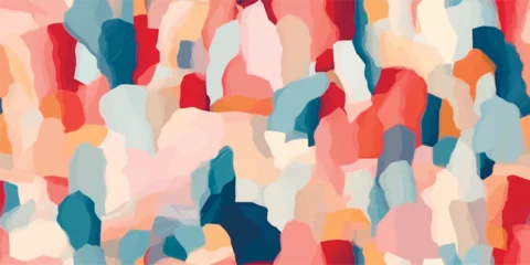 Fotobehang Colorful abstract brush stroke painting seamless pattern illustration. Modern paint line background, pastel color. sketch wallpaper, illustration for textile, web, print, wrapping, fabric, wallpaper © Eli Berr
