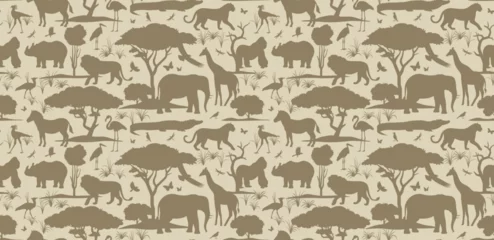 Keuken achterwand Dieren patronen Afrikaanse safari dieren silhouetten patroon  © Anastasiia Neibauer