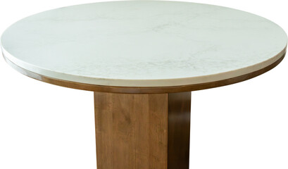 White marble stone table top isolated on white background for product display