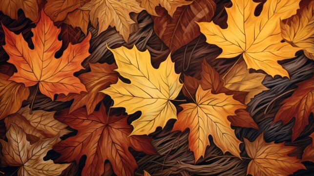 Autumn falling from colorful leaves Background