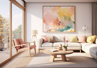 modern living room with art on the wall living room 