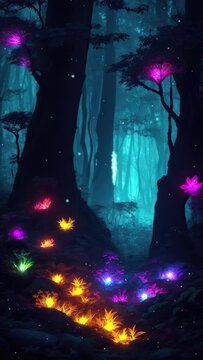 scary halloween trees light in forest background