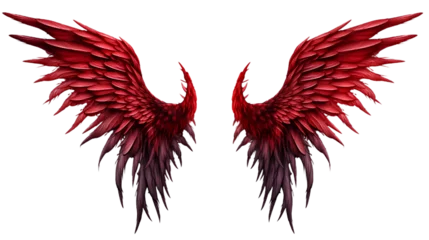 Fotobehang Red Demon Wings. Satin wings. Isolated on Transparent background. ©  Mohammad Xte