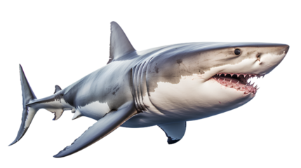 ferocious great white shark. Isolated on Transparent background.