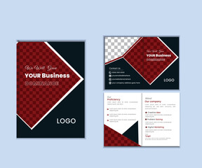 
Corporate business bi fold brochure template. Modern, Creative and Professional bi fold brochure design. Simple and minimalist promotion layout with purple color