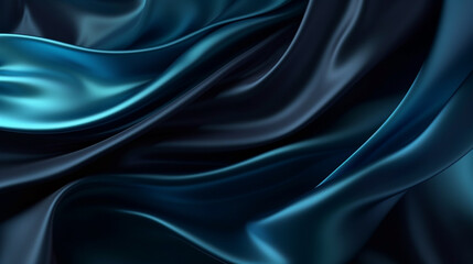 Obraz premium Black, blue silk. Shiny fabric surface background. Silk background