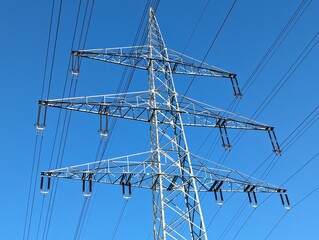 Strommast vor blauem Himmel 