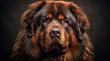 Realistic portrait of Tibetan Mastiff dog. AI generated - obrazy, fototapety, plakaty