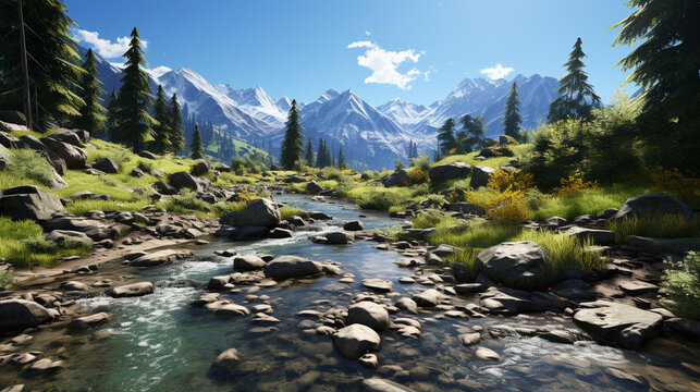 mountain river in the mountains UHD wallpaper Stock Photographic Image