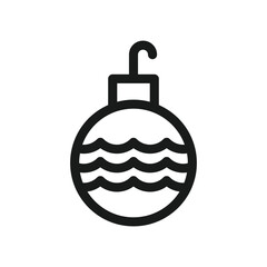 Christmas bauble ball linear icon. New year tree toy vector sign. Hanging xmas bauble toy ball icon. Christmas ball icon. Decorative tree toy vector symbol. 