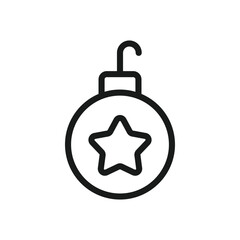 Obraz premium Christmas bauble ball linear icon. New year tree toy vector sign. Hanging xmas bauble toy ball icon. Christmas ball icon. Decorative tree toy vector symbol. 