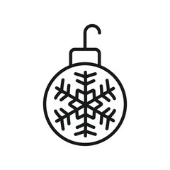 Christmas bauble ball linear icon. New year tree toy vector sign. Hanging xmas bauble toy ball icon. Christmas ball icon. Decorative tree toy vector symbol. 