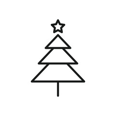 Christmas tree vector icon. Fir tree icon.  Decorated christmas flat sign design. Flat tree symbol pictogram Christmas tree linear UX UI icon