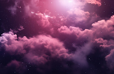 Obraz na płótnie Canvas Vibrantly clouds pink Stars in the night