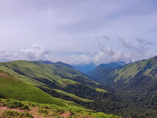 Green hills and valleys beautiful view of the part of western ghat , Baba Budangiri ,ChikkamagaluruKarnataka India