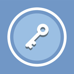 Key icon vector. Key icon sign symbol in trendy flat style. Key icon image, Key icon illustration isolated on blue background