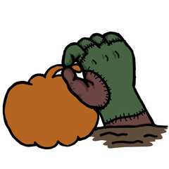 Zombie Hand with Sign board Cartoon Illustration for Halloween