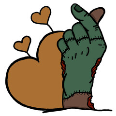 Zombie Hand with Sign board Cartoon Illustration for Halloween