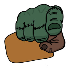 Obraz premium Zombie Hand with Sign board Cartoon Illustration for Halloween