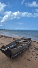 Paisagem de praia de rio na região Amazônica de Alter do Chão, Pará, Brasil. Rio Tapajós, Setembro 2023