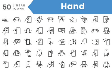 Set of linear Hand icons. Outline style vector illustration