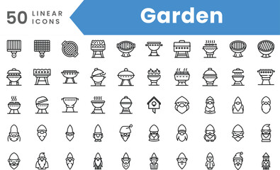 Set of linear Garden icons. Outline style vector illustration