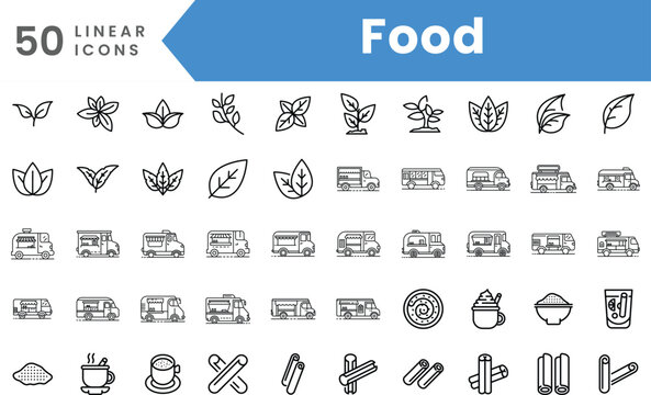 Set of linear Food icons. Outline style vector illustration