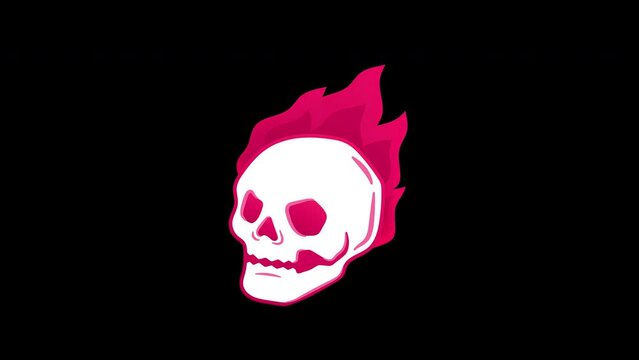The Burning Red Skull in Black Background 4K Animation