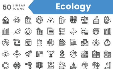 Set of linear Ecology icons. Outline style vector illustration