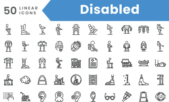 Set of linear Disabled icons. Outline style vector illustration