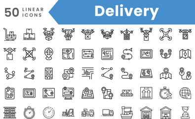 Set of linear Delivery icons. Outline style vector illustration
