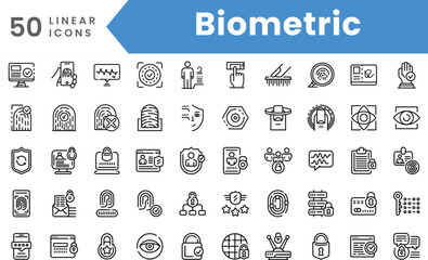 Set of linear Biometric icons. Outline style vector illustration