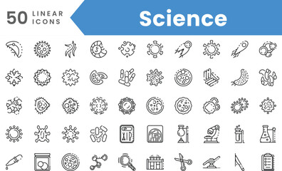 Set of linear Science icons. Outline style vector illustration