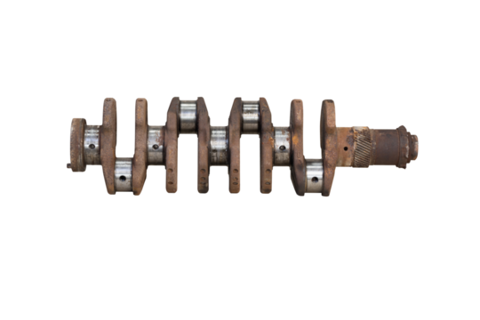 Defective crankshaft isolated on clean background