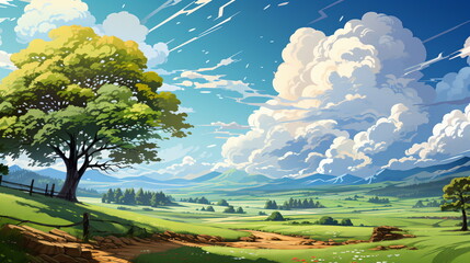 Obraz na płótnie Canvas landscape with trees and sky