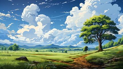 Fototapeta premium landscape with trees and sky