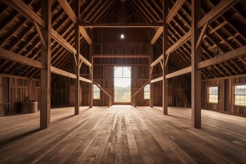 Interior of a barn construction