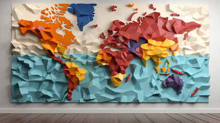 World map - art white wallpaper blocks mercator map of world